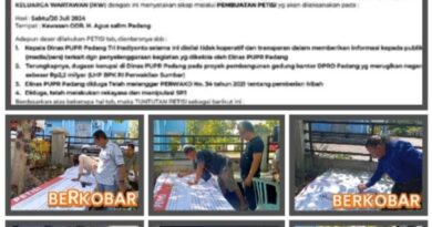 Pratisi Pers, Diduga Dilecehkan, Wartawan Padang  Sumbar Minta Kadis PUPR  Kota Padang di Copot